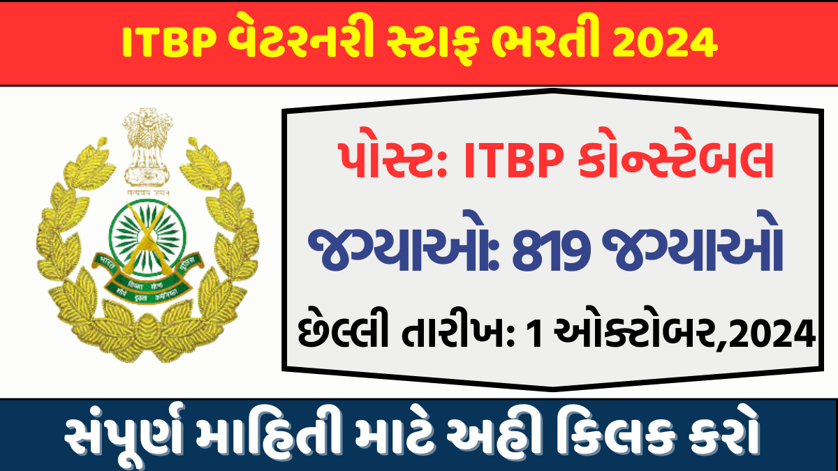 ITBP Veterinary Staff Recruitment 2024